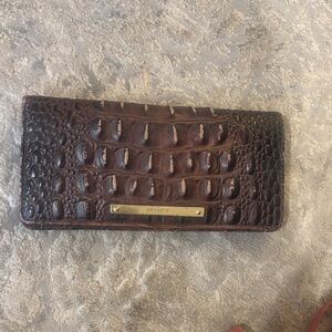 Brahmin Dark Brown Crocodile Embossed Clutch